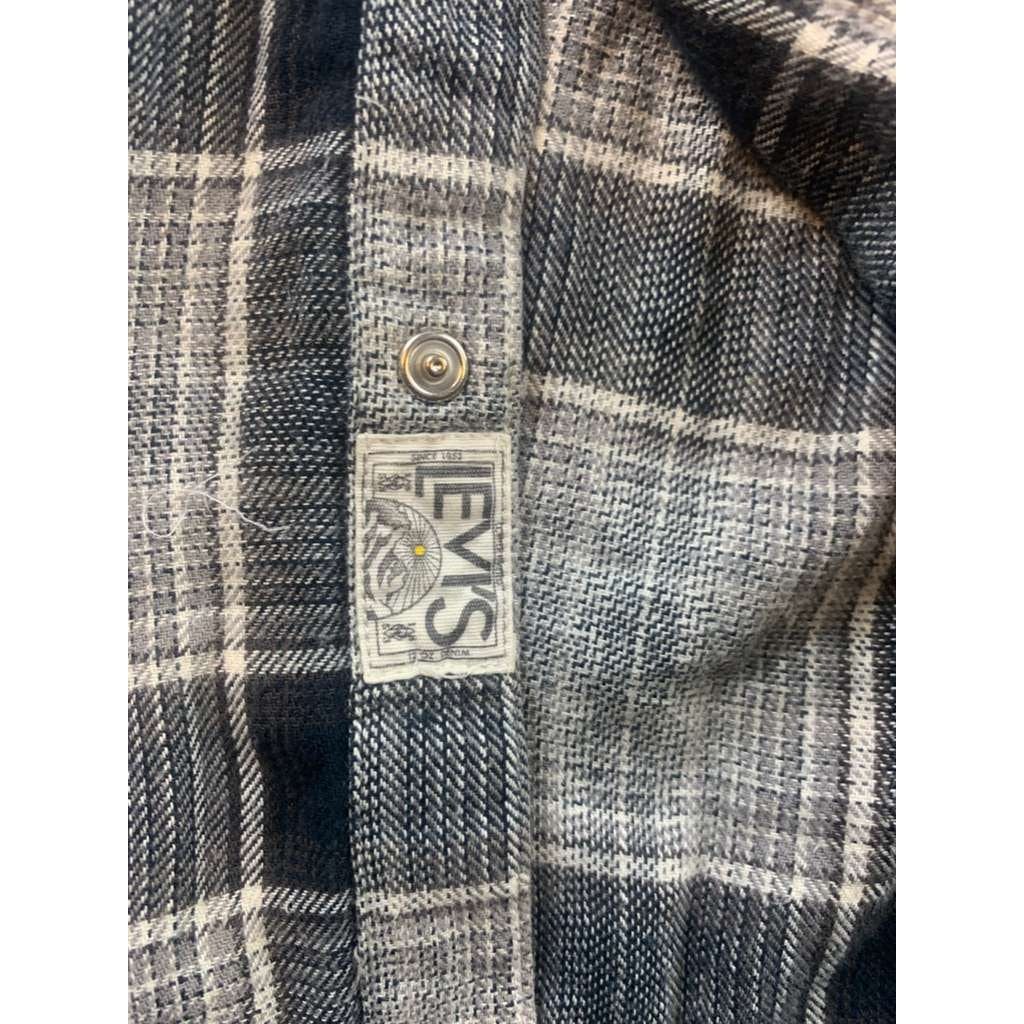 Levi's Men's XL Gray Pearl Check Western Shirt with Snap Buttons Country Cowboy