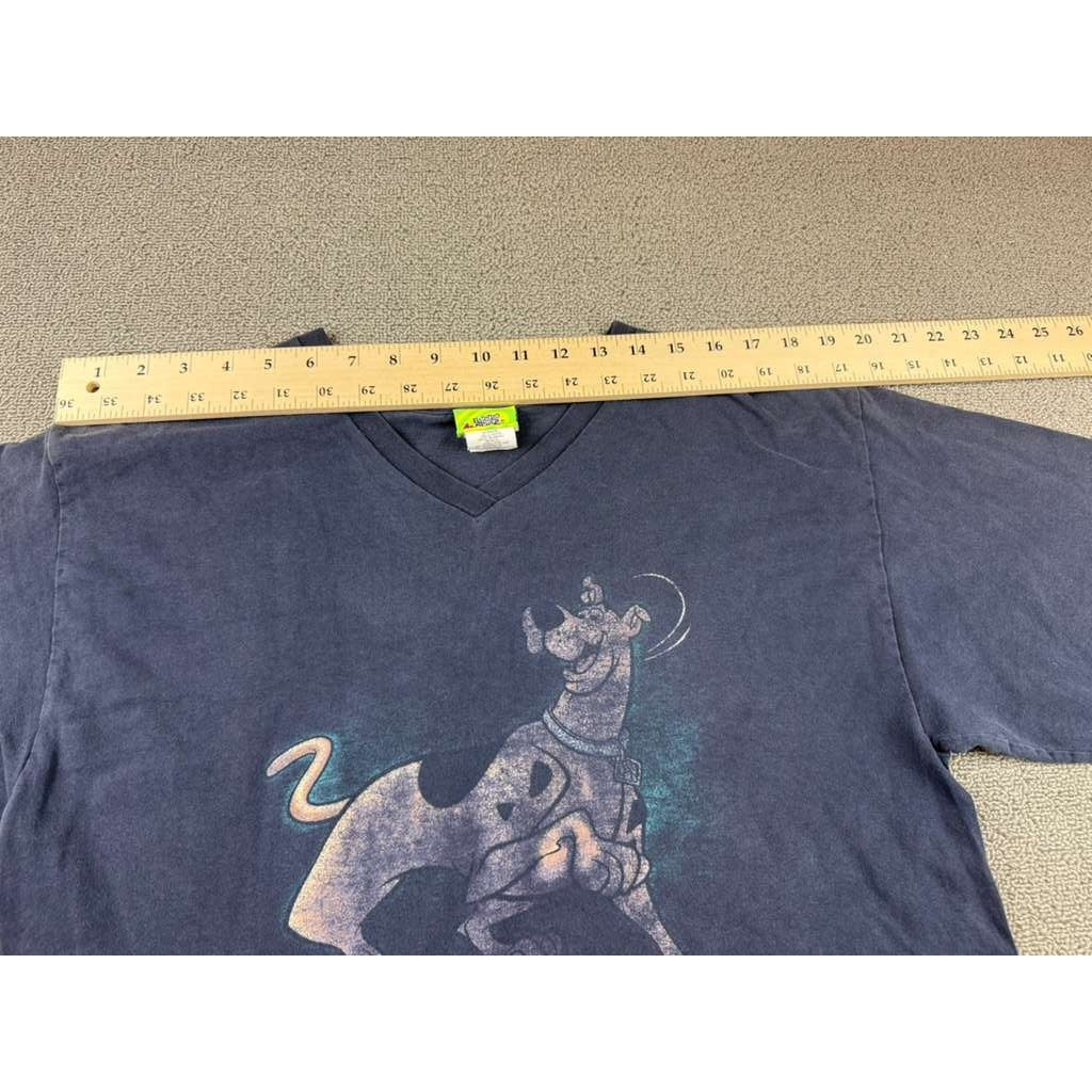 Scooby-Doo V-Neck T-Shirt Men L Dark Navy Cartoon Network Y2K 90s/00s Vintage