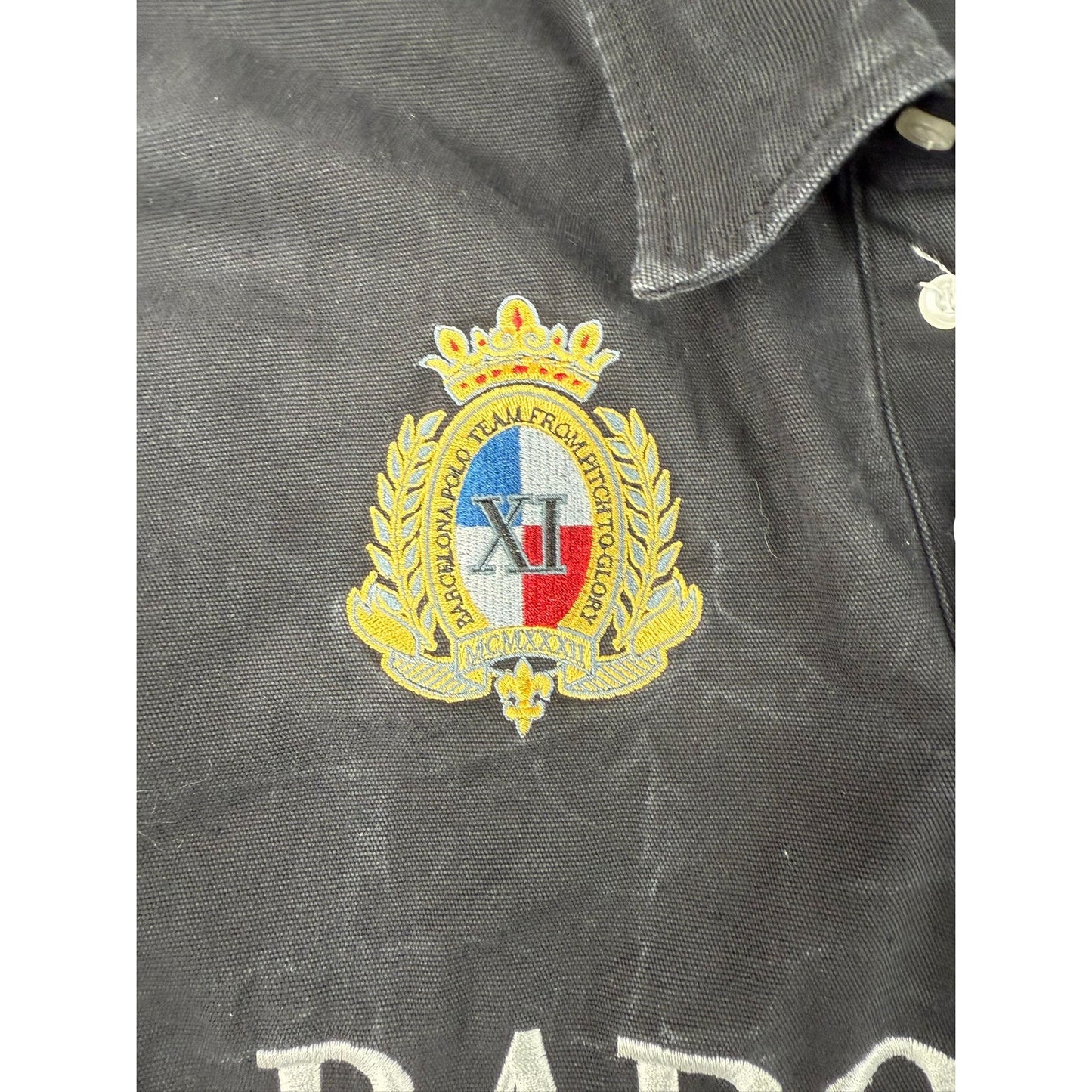 Barcelona Polo Team Men's XL Black Long Sleeve Embroidery Shirt With Logo