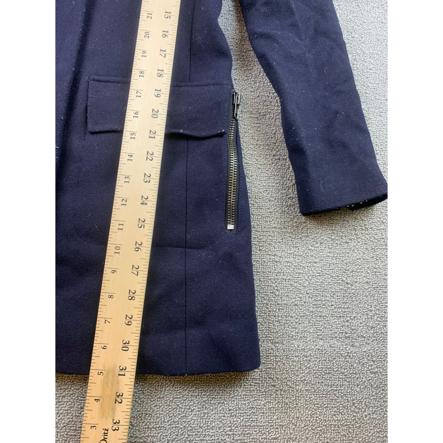 SAM Parka Women's Size Small Blue Jacket Wool Blend Real Fur Hood