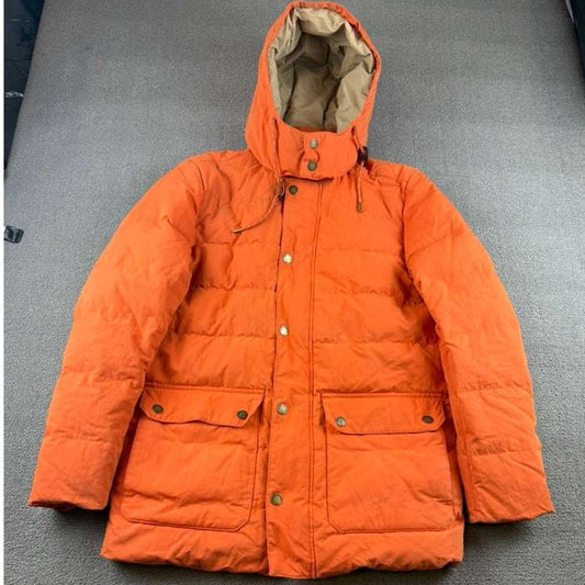Brooks Brothers Quilted Down Hooded Parka Medium Jacket Orange
