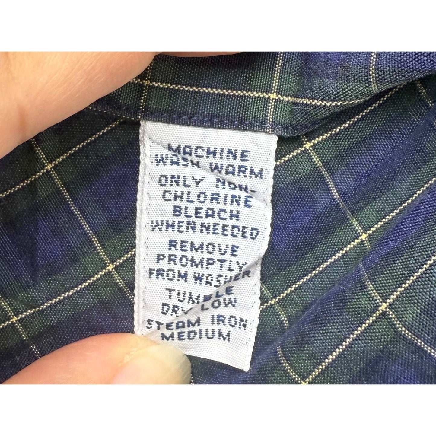 Ralph Lauren Vintage Button Down Shirt Men M 15.5 34/35 Blue Green Plaid HK