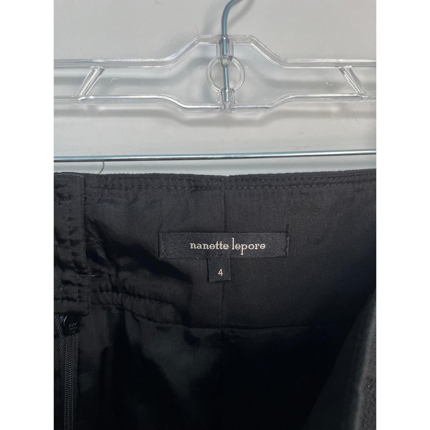 Nanette Lepore Pencil Skirt Women 4 Black Textured Belted High Waist Career