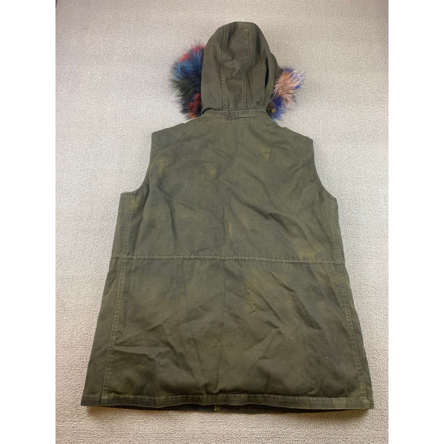 Belle Fare Women’s XL Military Convertible Detachable Real Fur Hood And Vest