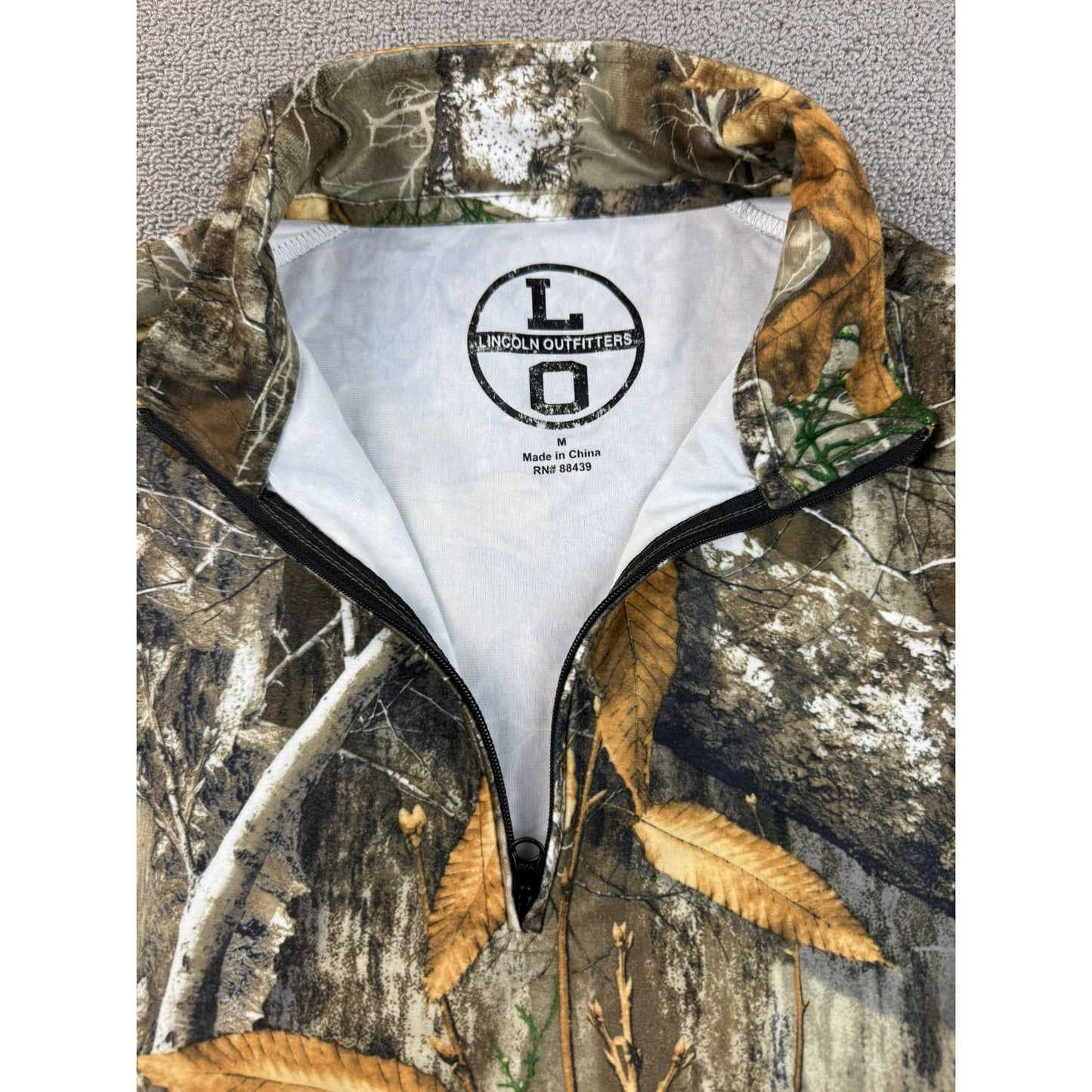 Lincoln Outfitters Men's Medium Real Rree Heavy Camouflage Hunting Quarter Zip