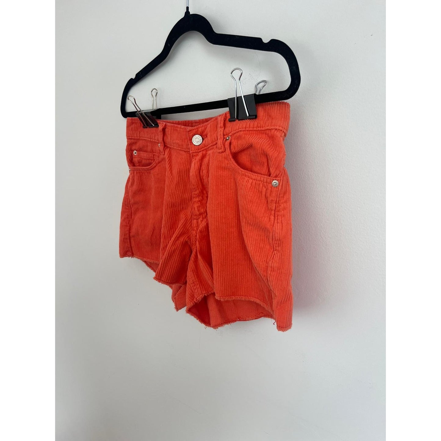 BDG Corduroy Shorts Women 27 Orange Raw Hem High Rise Urban Outfitters