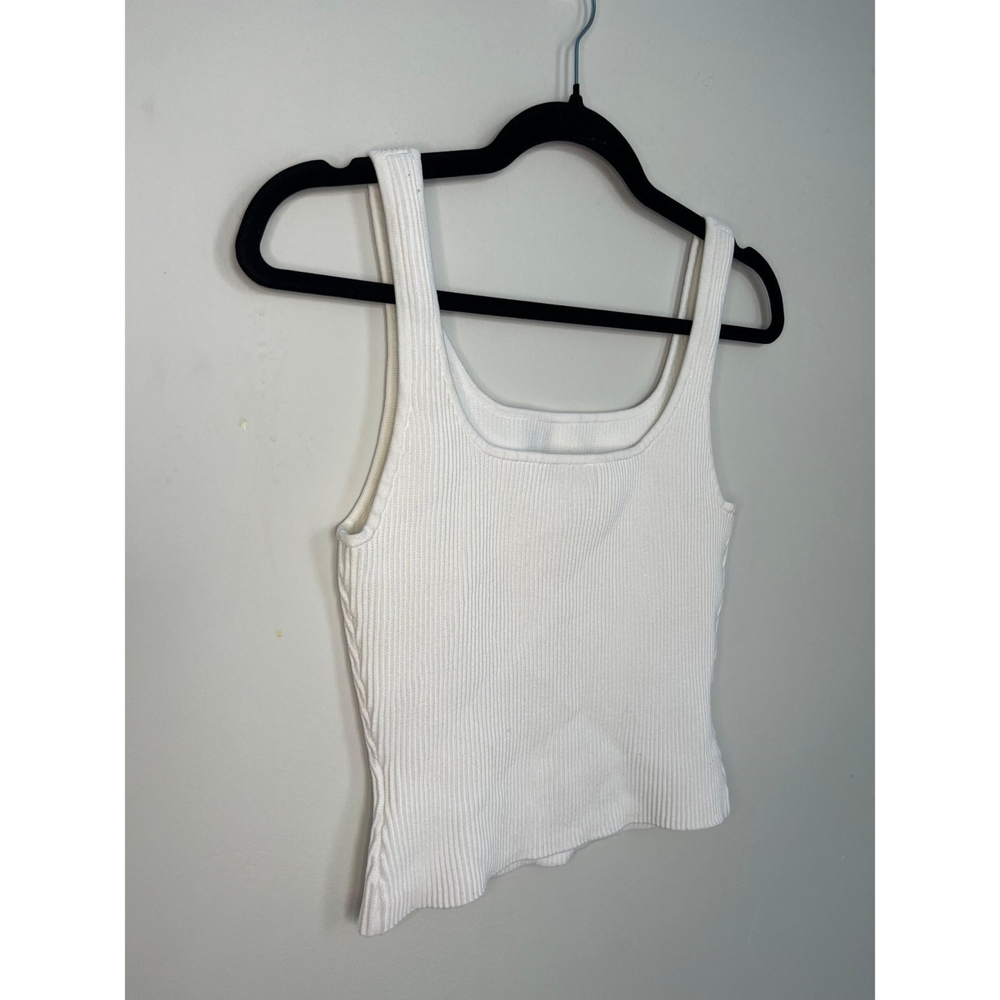 Babaton Ribbed Tank Top Women M White Square Neck Minimalist Stretch