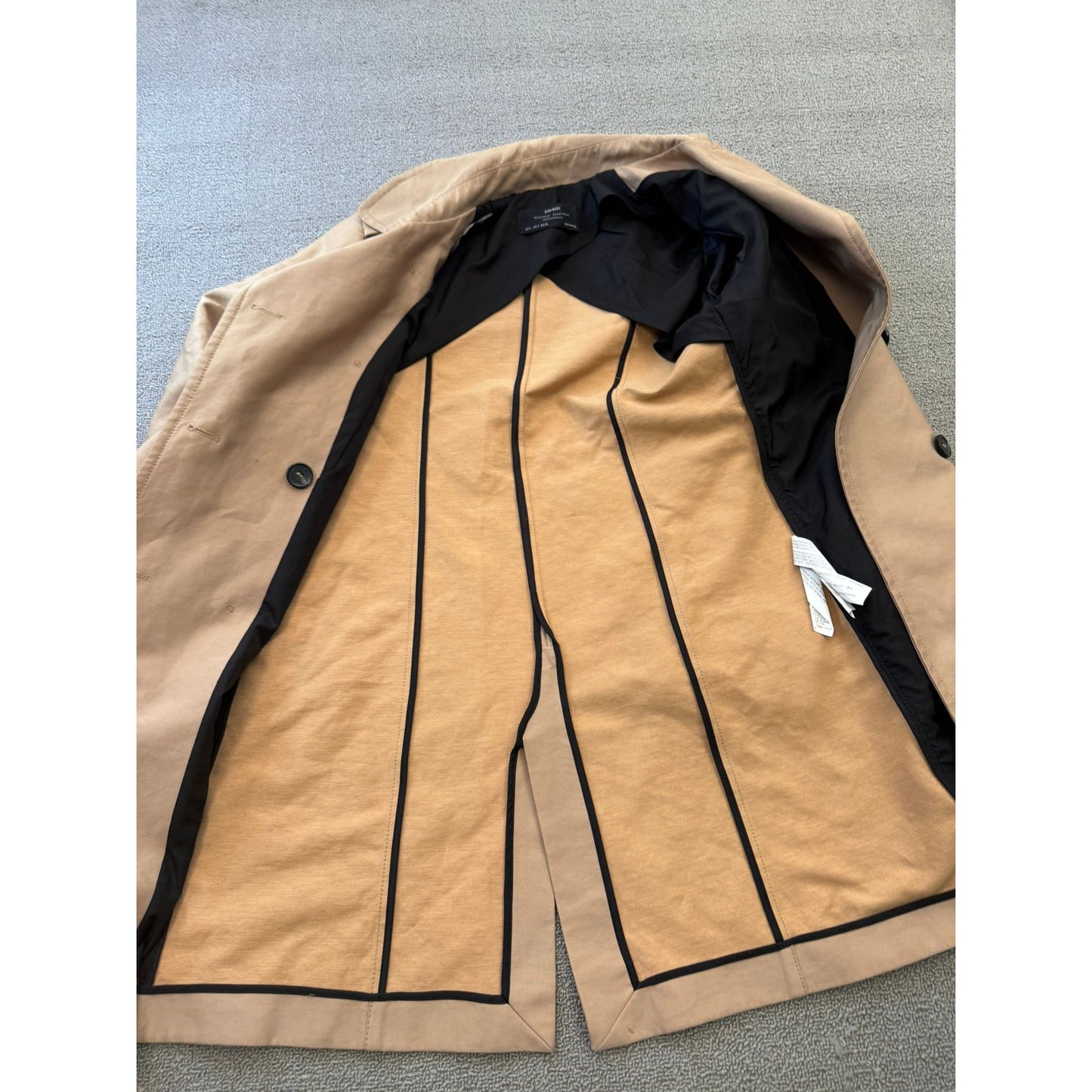 ZARA BASIC Women's Medium Beige Double-Breasted Trench Coat