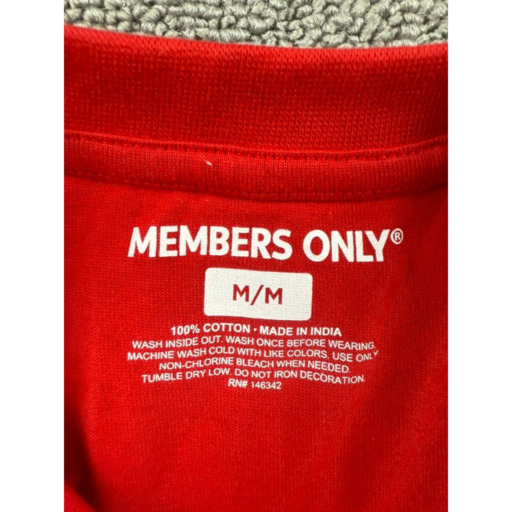 Members Only T Shirt Men M Red Embroidered Scary Bear Graphic Streetwear Cotton