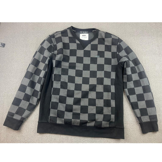 Vans Men Large Black And Gray Comfycush Checkerboard Pullover Crewneck Sweater