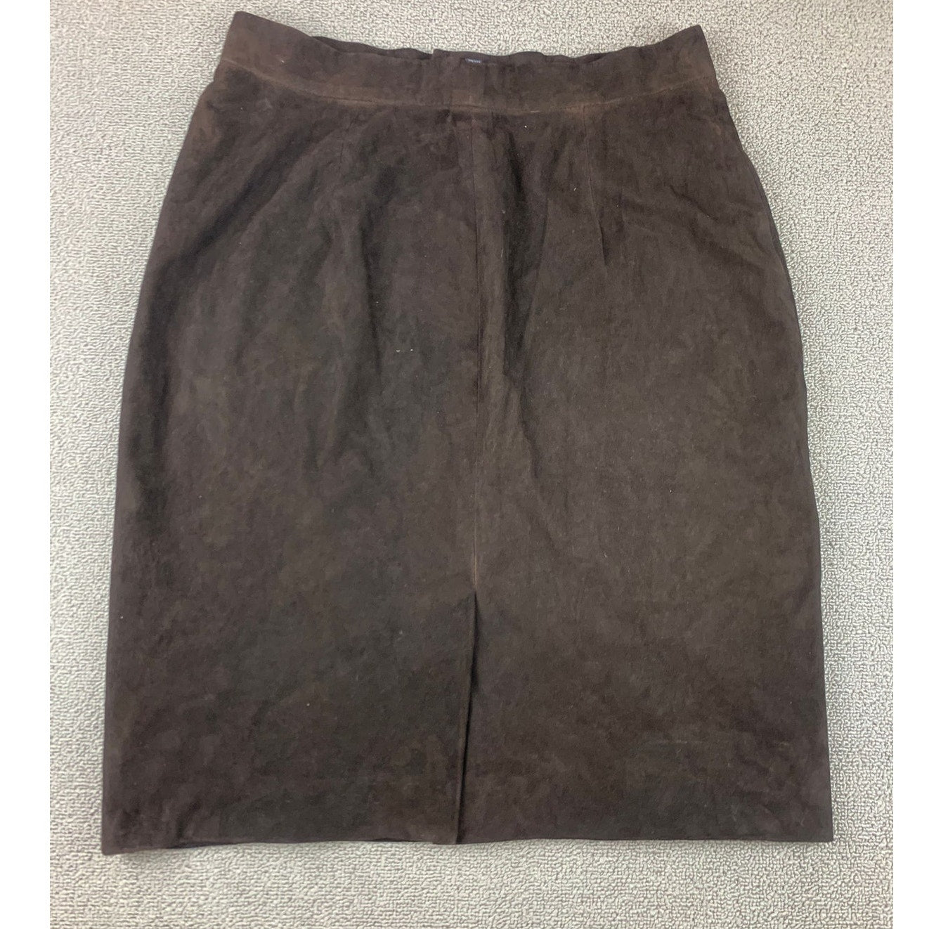 Vintage Ralph Lauren Women 14 Dark Brown Suede Pencil Skirt With Button Closure