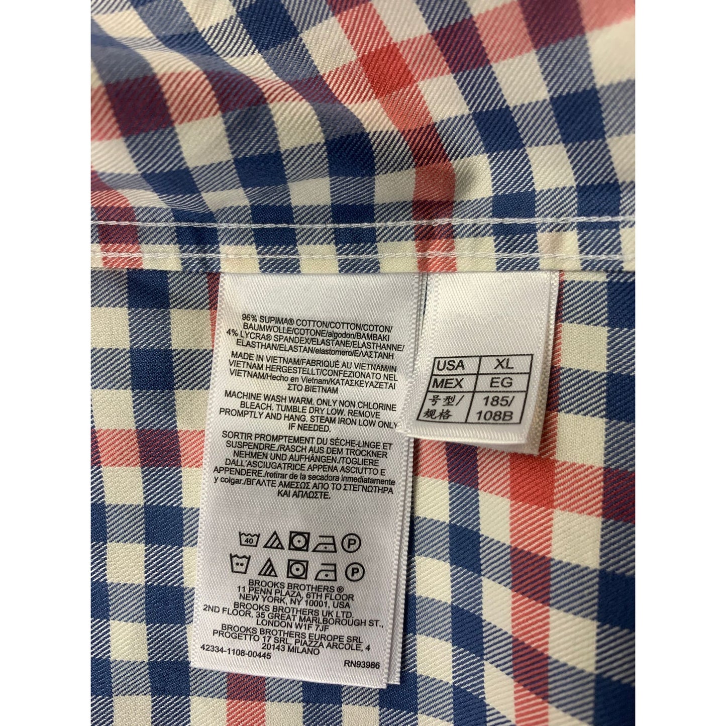 Y2K Brooks Brothers Shirt Men's XL Red Blue Check Button Up 346 Casual Preppy