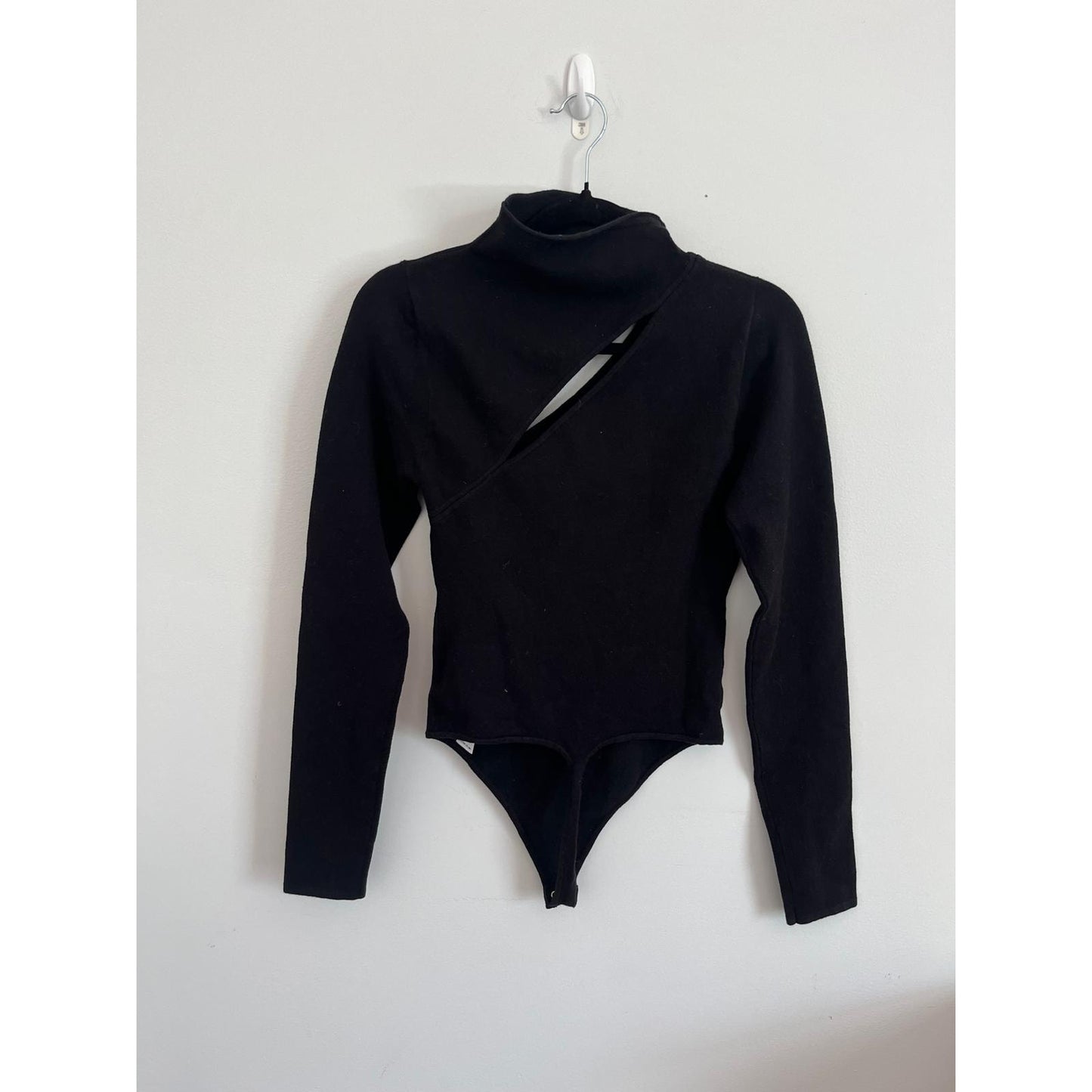Good American Bodysuit Women Size 2 Black Cutout Long Sleeve Stretchy