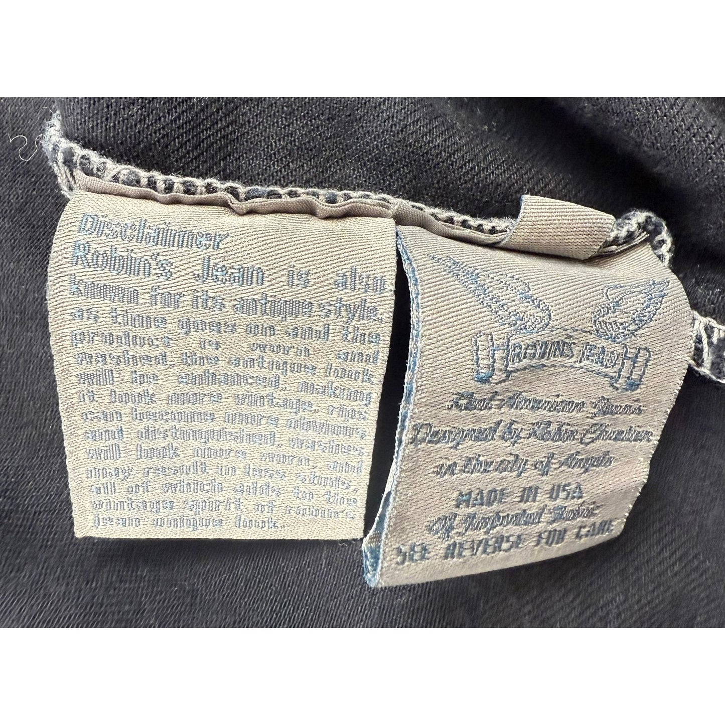 Robin’s Jean XL Denim Vest Distressed Wings Embroidery USA Rhinestone Collar