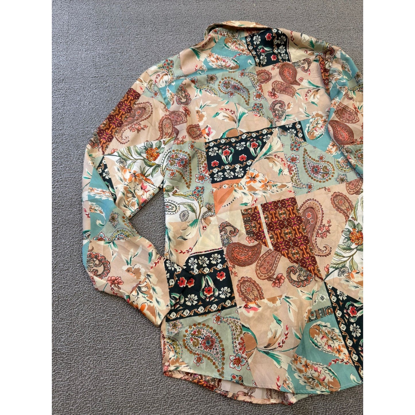 Zara Women's XS Multi-Color Long Sleeve Paisley Boho Button Shirt