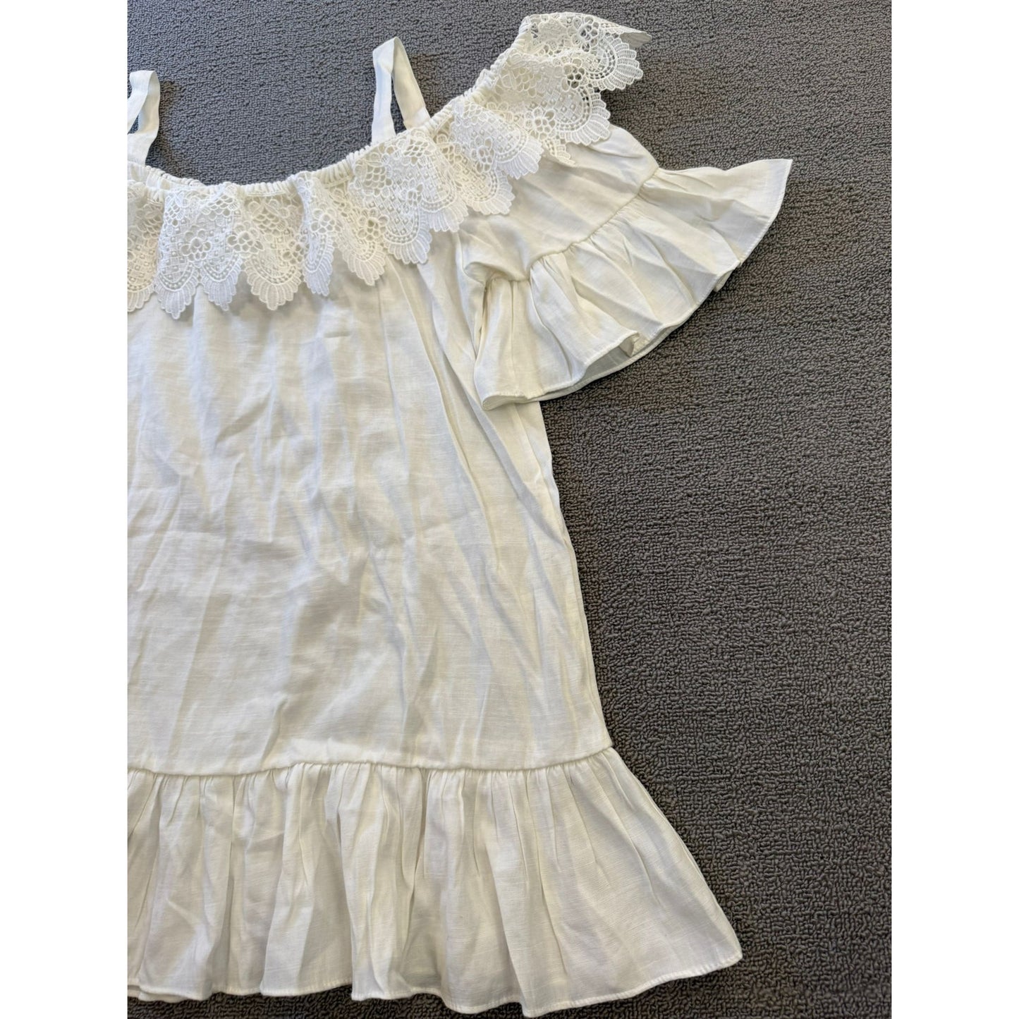 Hippie Love Women's One Size White Lace Ruffle Off-Shoulder Bohemian-Style