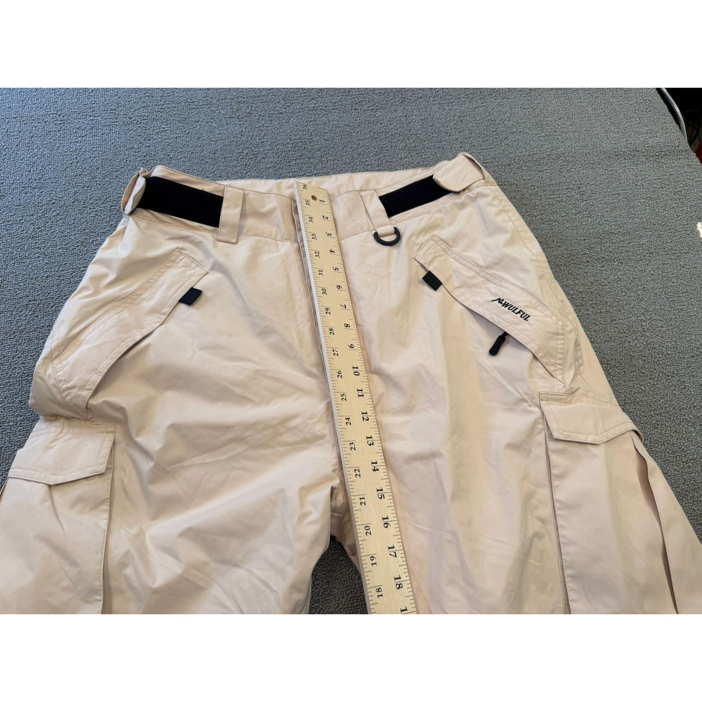 WULFUL Men's Large Snow Ski Pants Cargo White Insulated Winter Outdoor Trousers