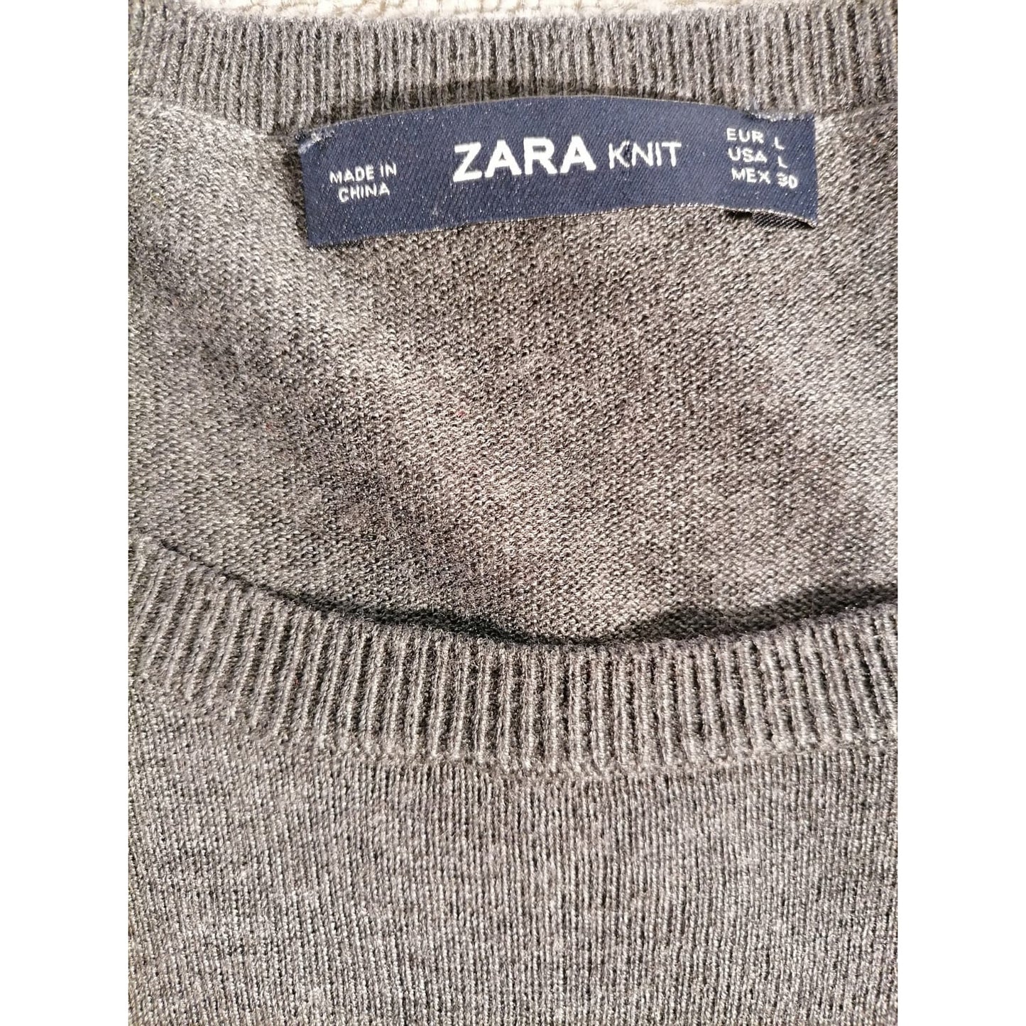 ZARA KNIT Large Female Grey Long Sleeve Rhinestone Embellished Knit Sweater Chic