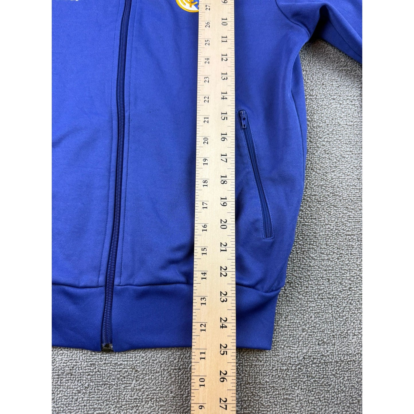 Y2K Adidas Men Small Blue Real Madrid Football Jacket Track Top