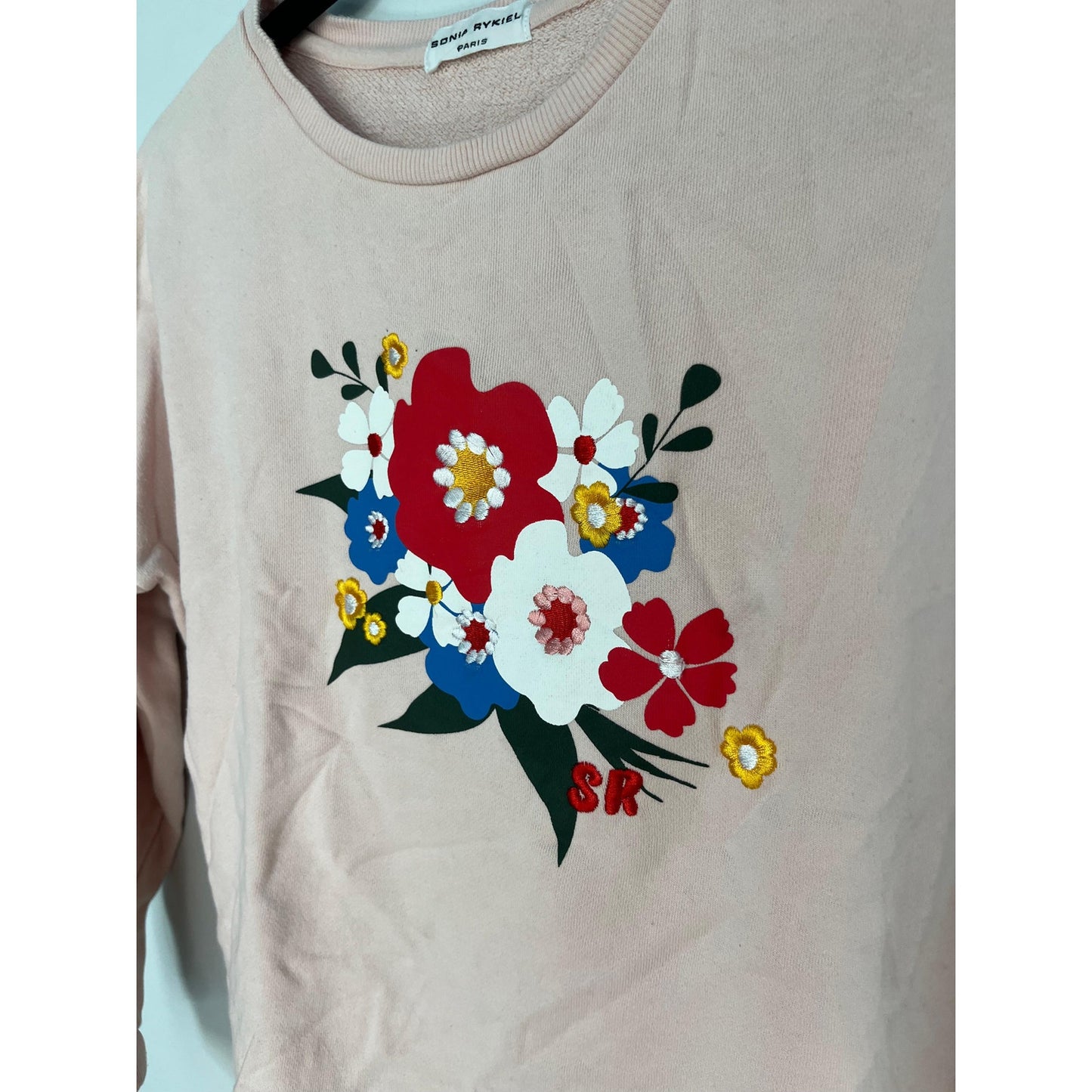 Sonia Rykiel Paris Sweatshirt Women 12Y Pink Floral Graphic Puff Sleeve