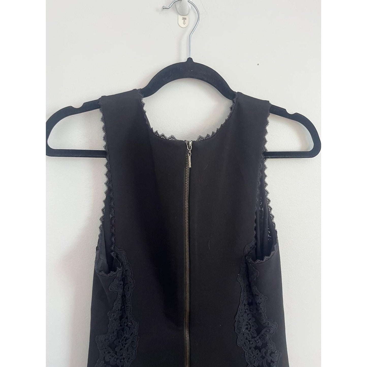 Rebecca Taylor Mini Dress Women 6 Black Lace Trim Sleeveless Cocktail
