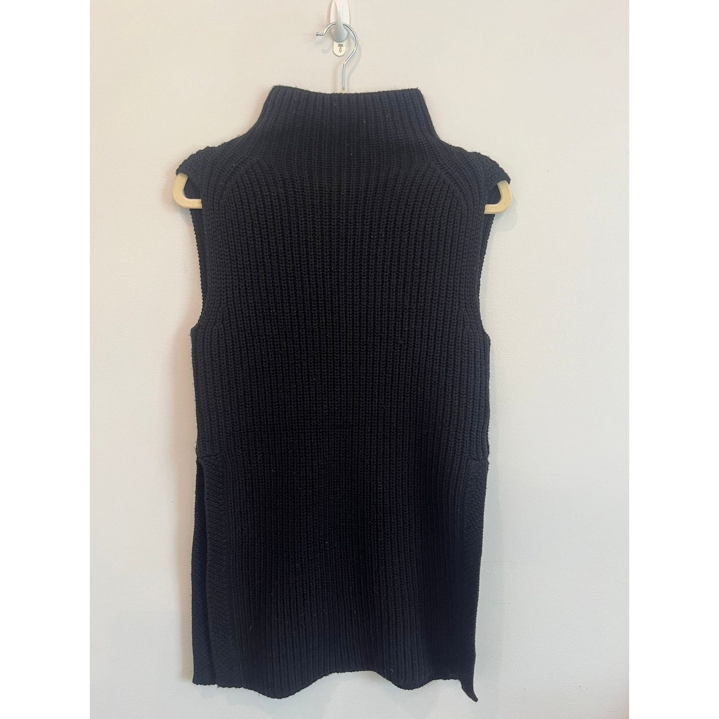 Aritzia Wilfred Knit Sweater Vest Women XXS Black Sleeveless Mock Neck Tunic