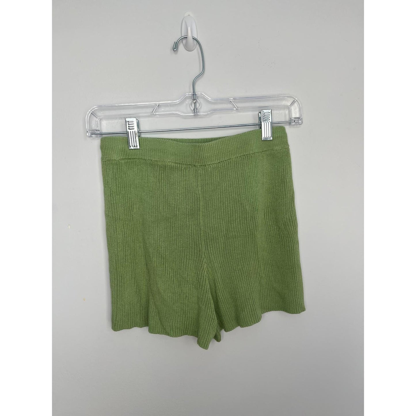 Callahan Knitwear Two Piece Set Women S Ribbed Green Button Top Shorts