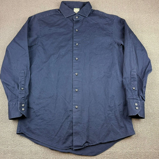 Brooks Brothers Milano Dress Shirt Men's 16-33 Navy Italian Fabric Made in USA