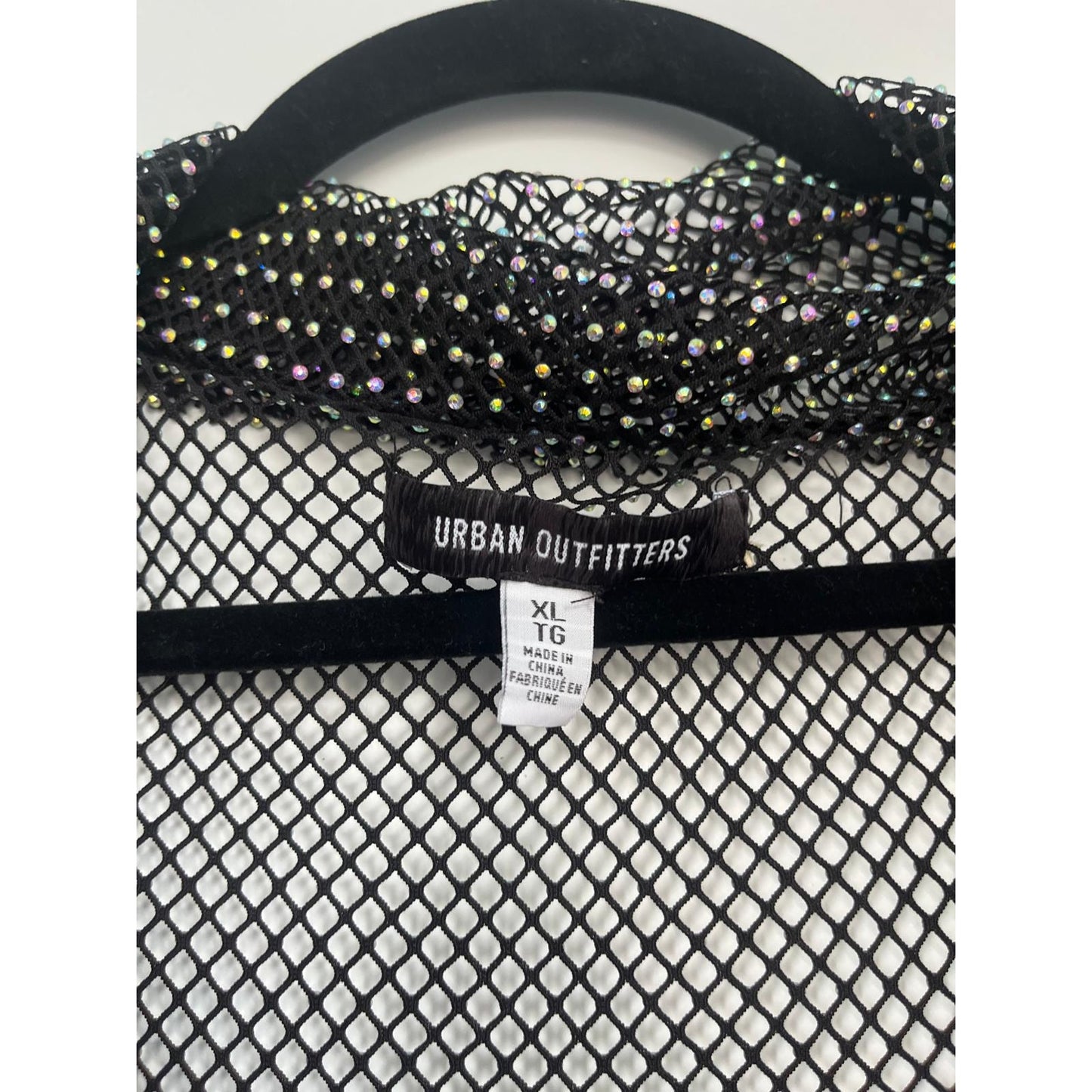 Urban Outfitters Mesh Rhinestone Sheer Top Women XL Festival Clubwear