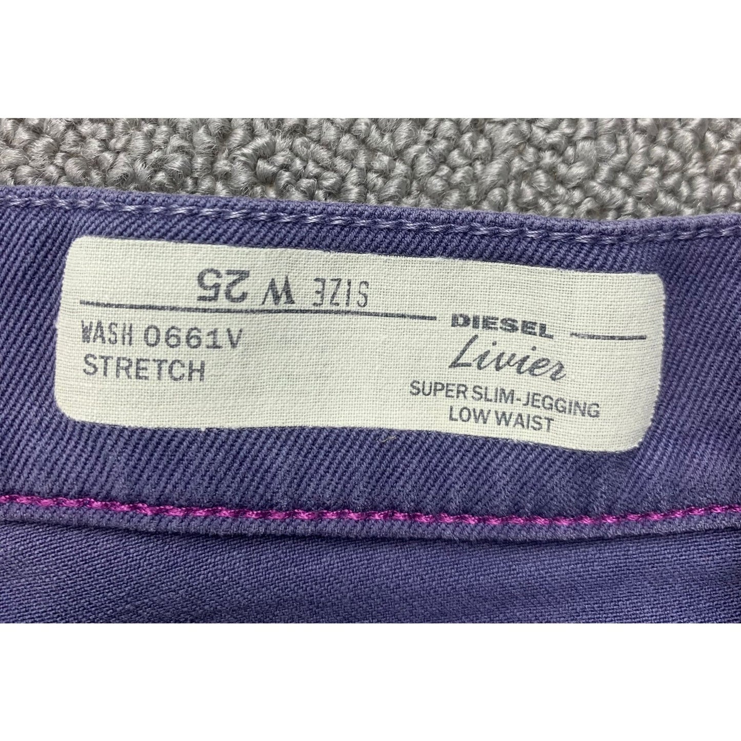 Diesel Livier Jegging Womens W25 Purple Super Slim Low Waist Stretch 0661V