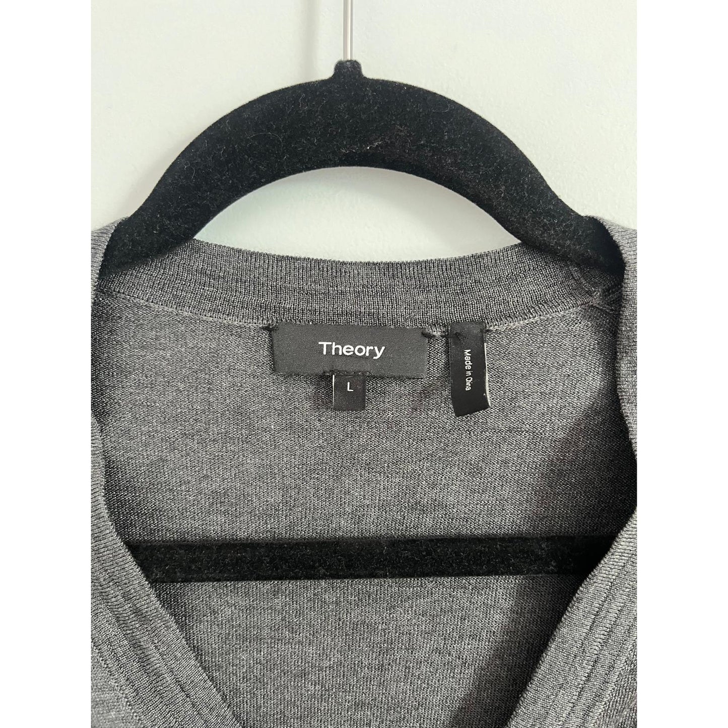 Theory Cardigan Sweater Men L Gray Lightweight Button Front Merino Blend