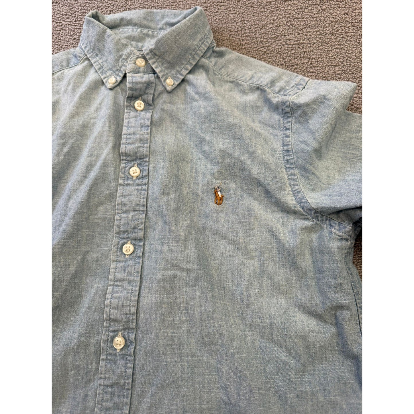 Ralph Lauren Men's 16 Blue Button-Down Chambray Shirt