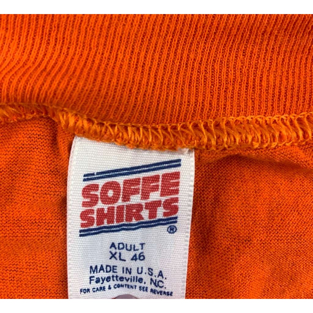 Vintage Soffe Shirts Men XL Orange Blue Texas Graphic Horses USA T Shirt