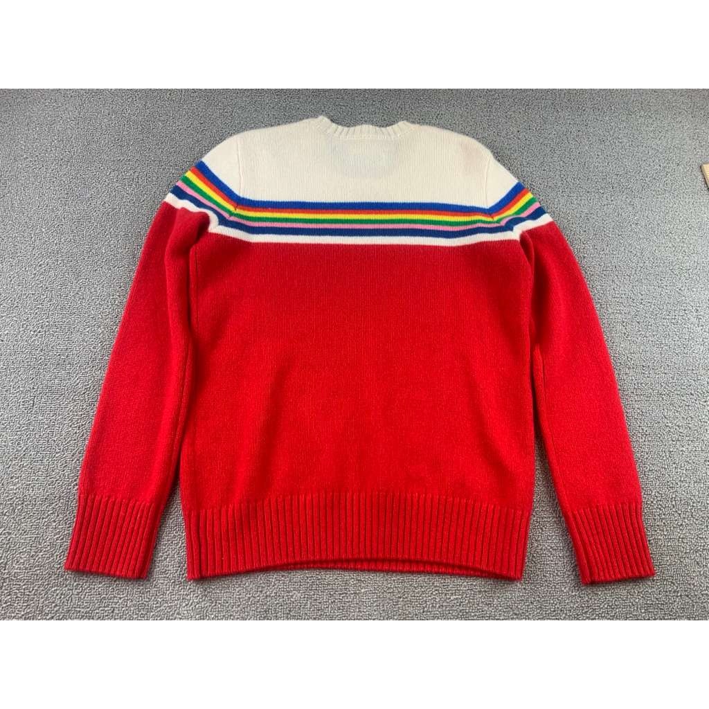 From Future Cashmere Sweater Womens S Red Cream Rainbow Stripe Crewneck