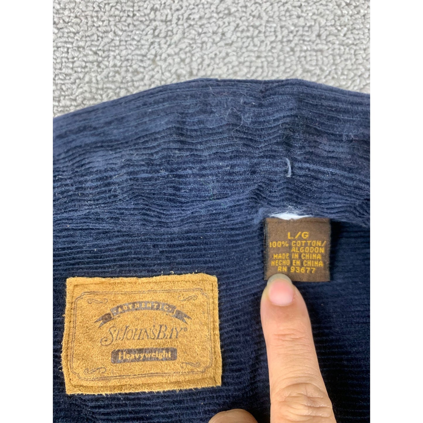 St. John's Bay Men's Large Dark blue corduroy half zip jacket with 2 pockets