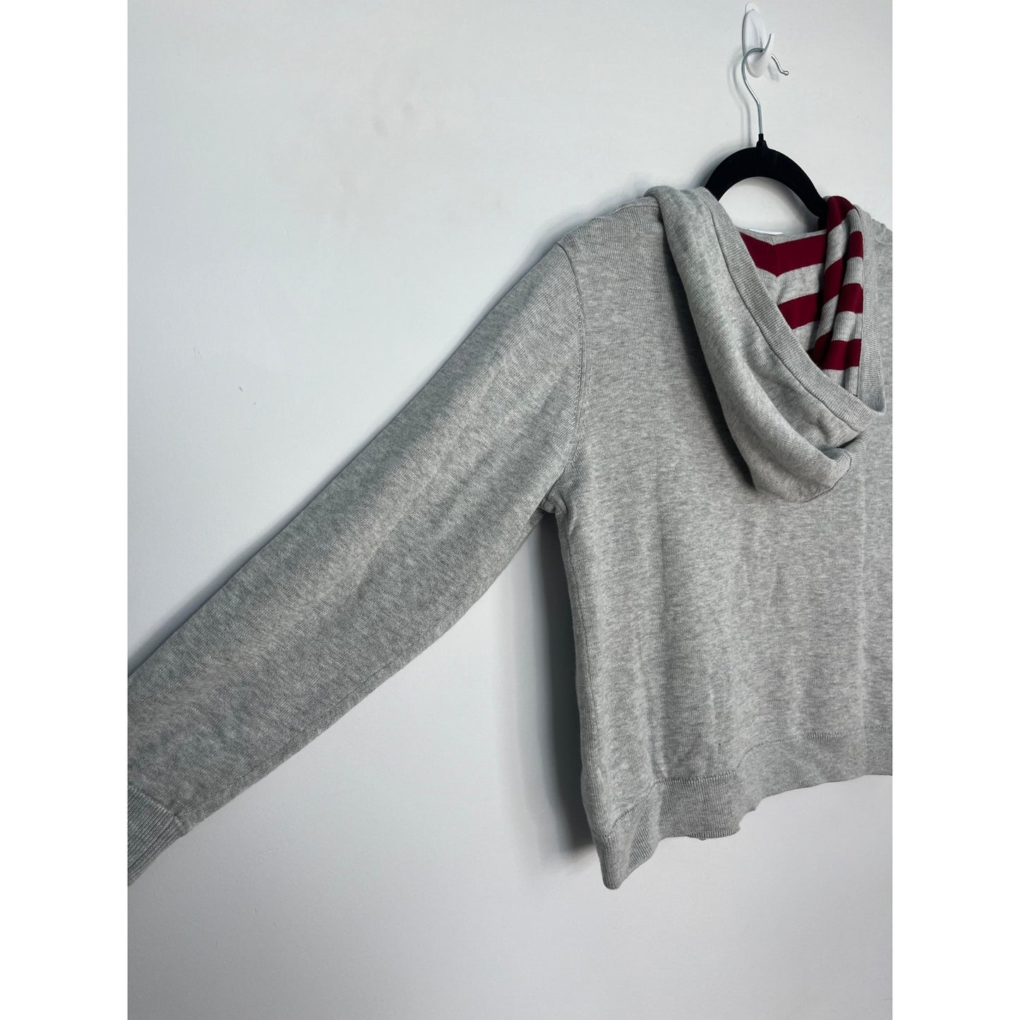 Lacoste Zip Hoodie Teen/Boy Size 12 Grey Red Cropped Cotton Blend Lightweight