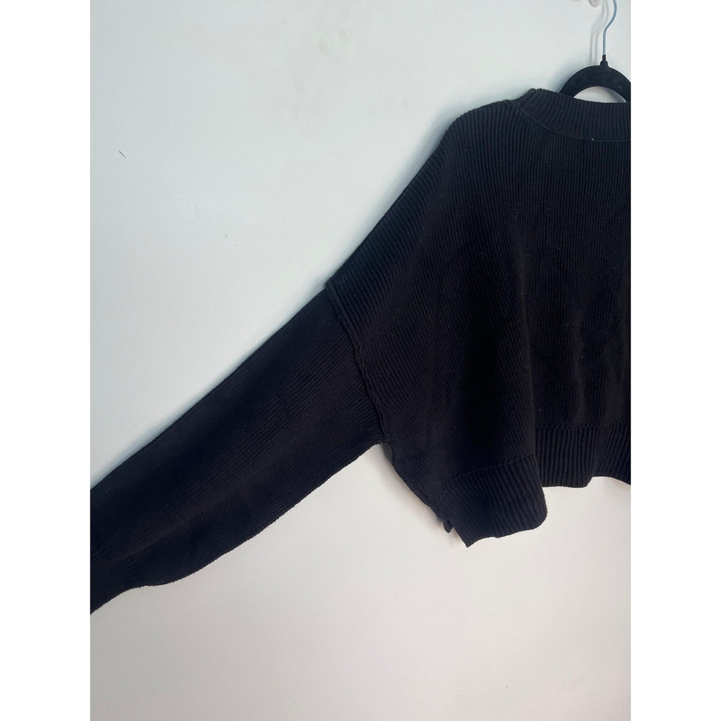 Free People Black Knit Sweater Women S Cropped Drop Shoulder Pullover