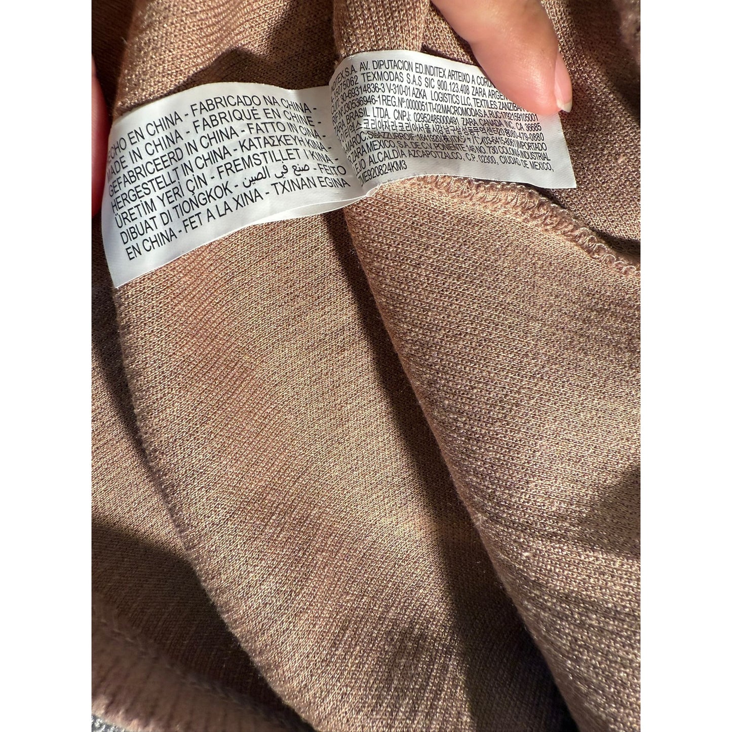 Zara Women’s Tan Ribbed Asymmetrical Long Sleeve Top Size Small Soft Fall