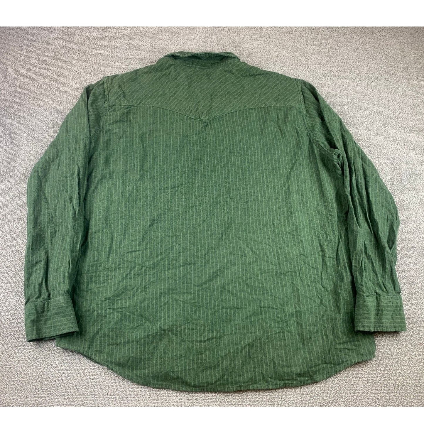 Levi's Men's Size XL Flannel Western Shirt with Green Stripes and Pearl Snaps