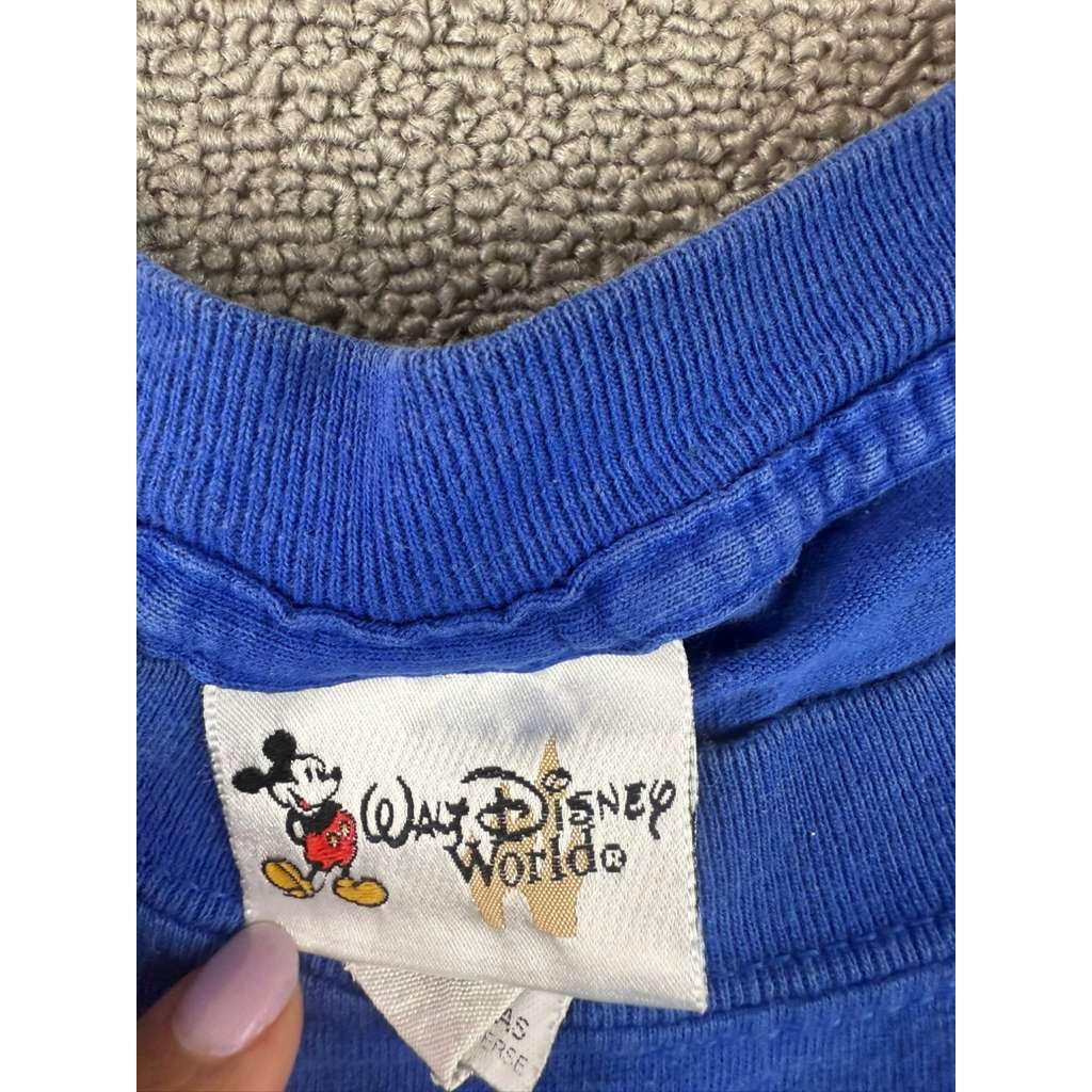 Vintage 90s Walt Disney World Medium Blue Mickey Mouse Embroidered T-Shirt