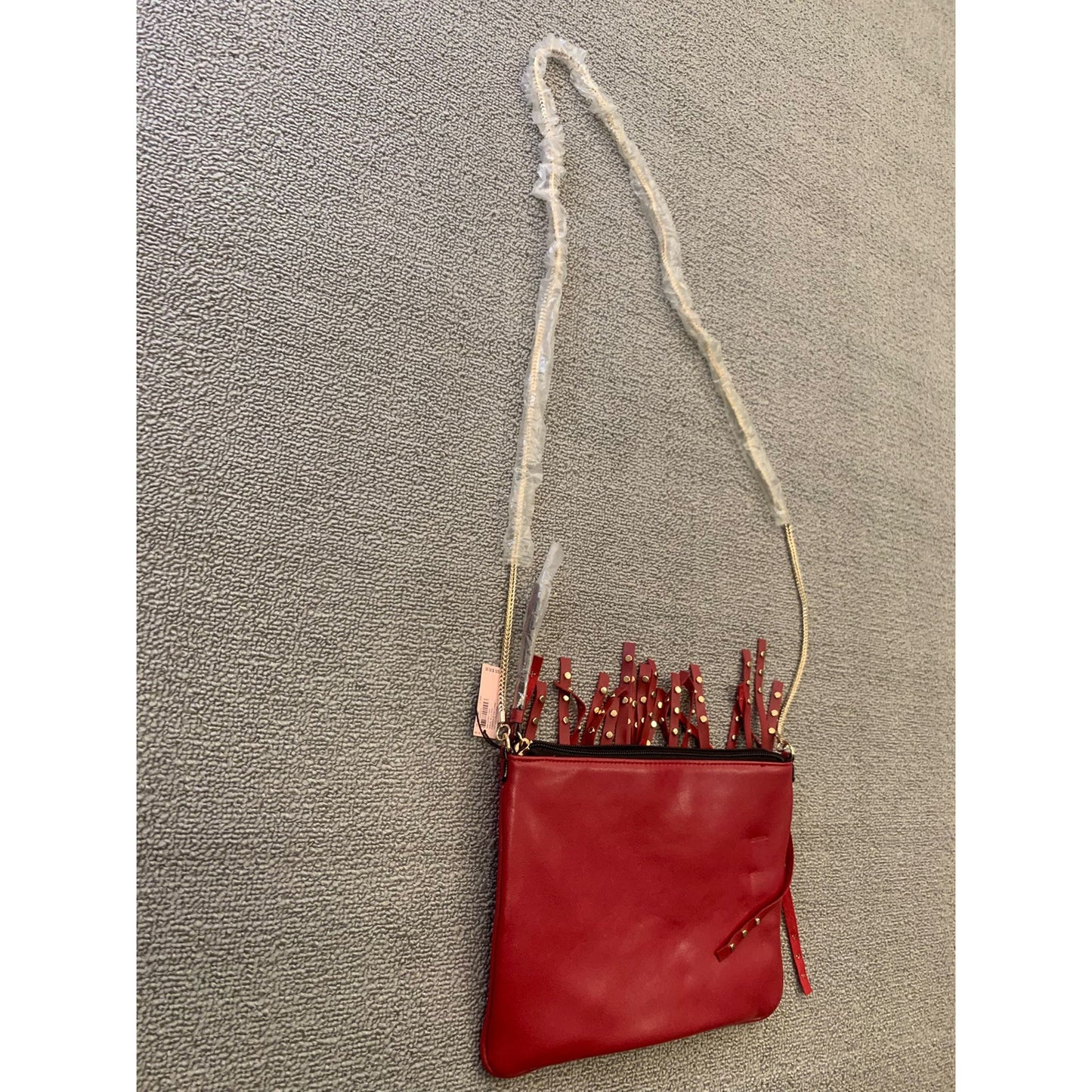 VICTORIA'S SECRET Women Red Gold Fringe Crossbody Bag