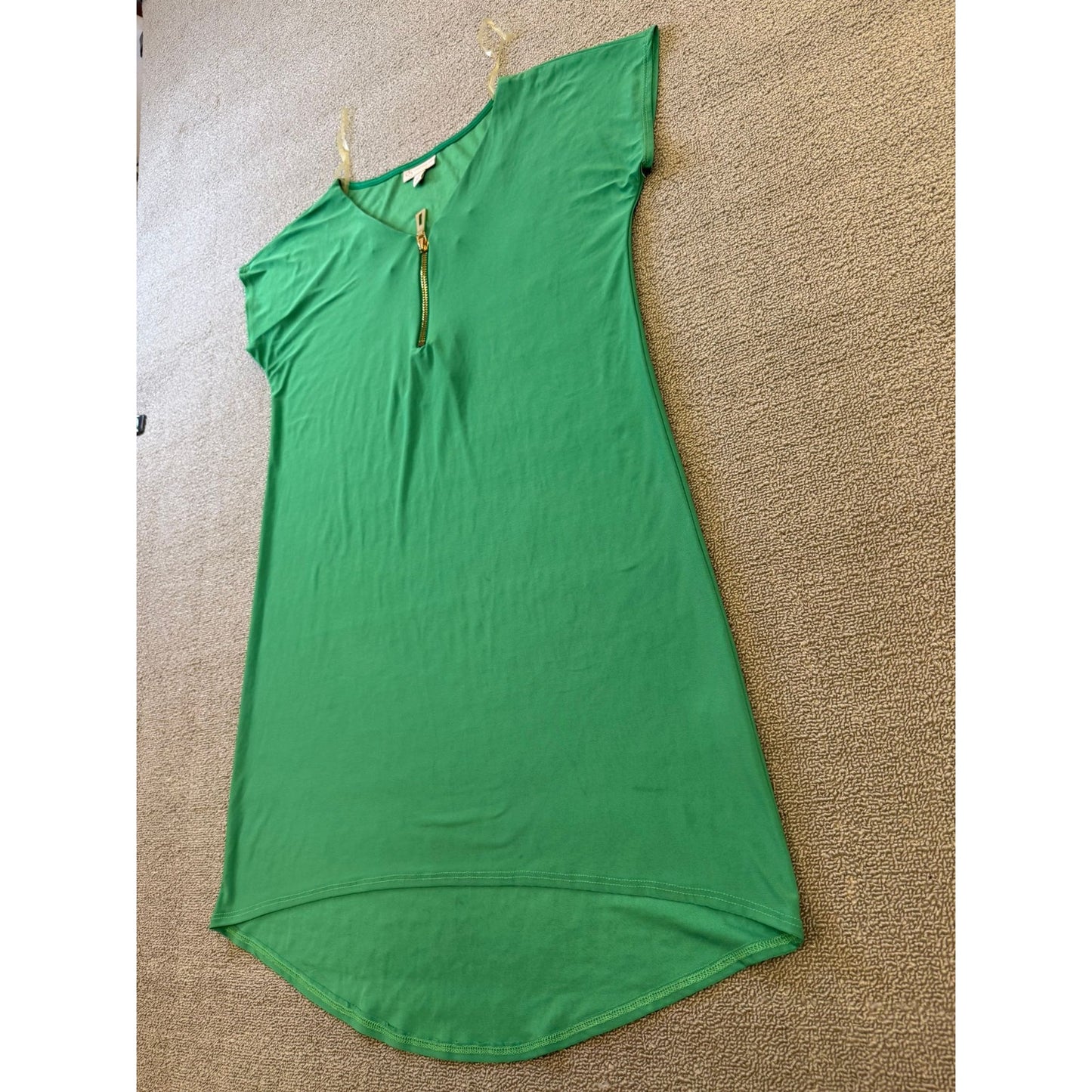 DB Established 1962 Woman 8 Green V-Neck Mini Dress Gold Zipper