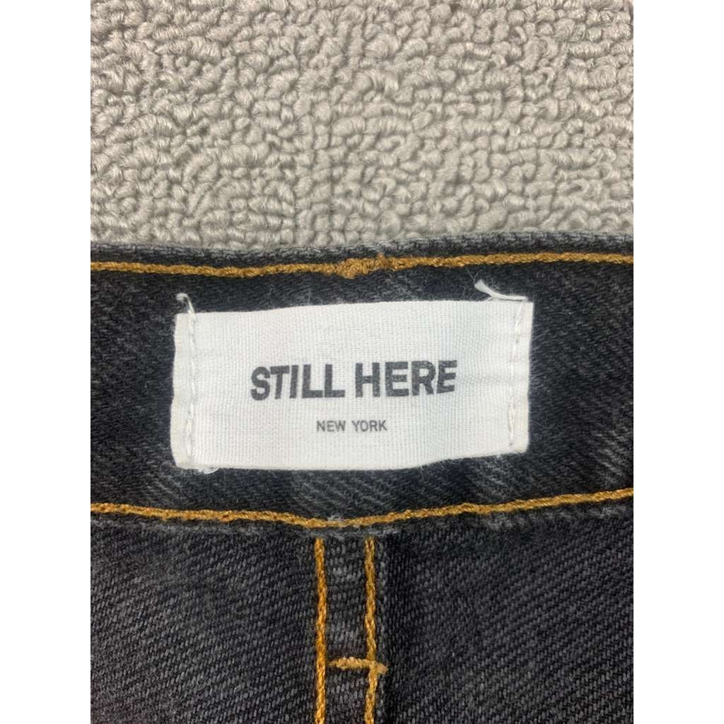 Still Here New York Jeans Women 25 High Rise Straight Leg Black Distressed