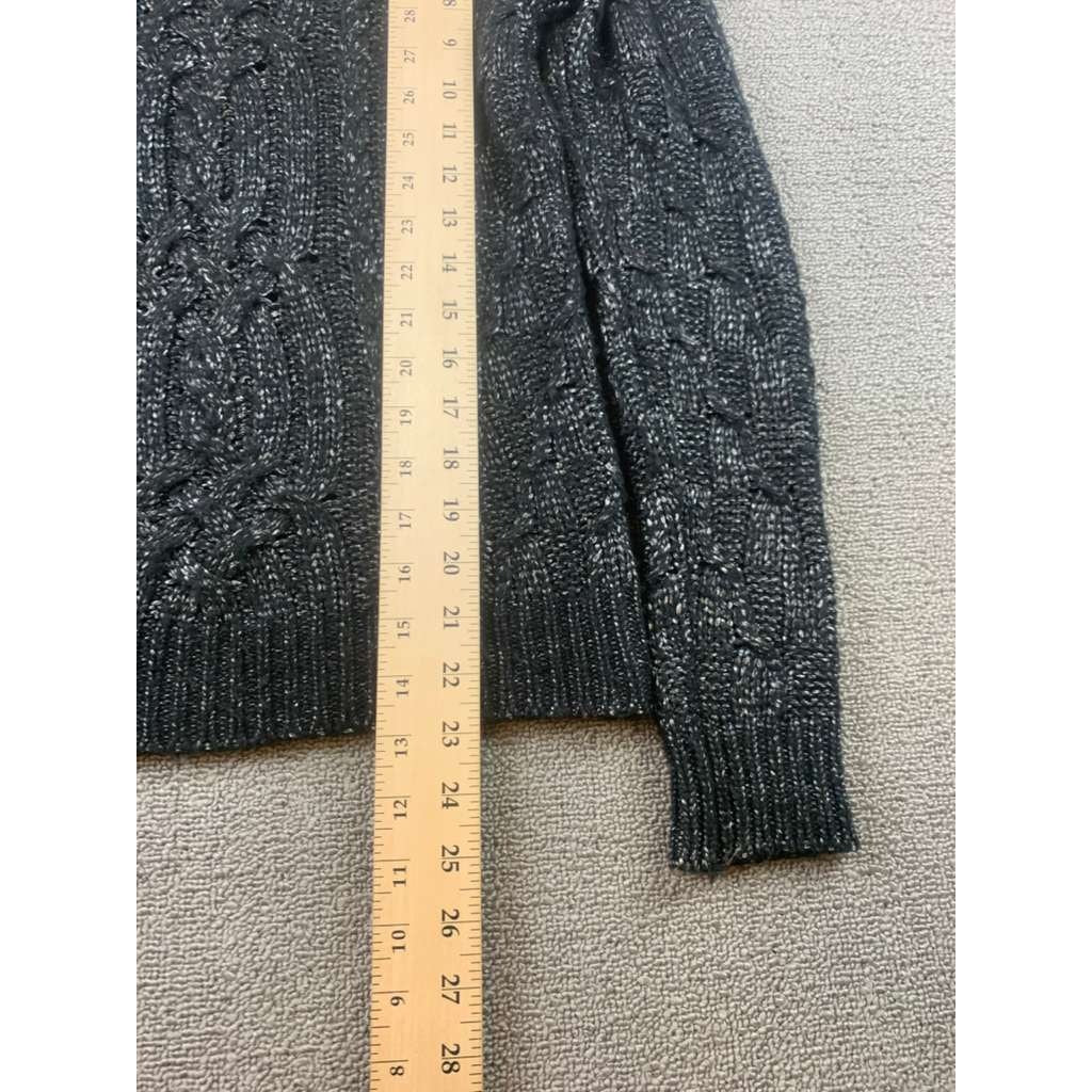 RALPH LAUREN Women's Extra Small Gray Cable Blend Pullover Sweater Turtle Neck