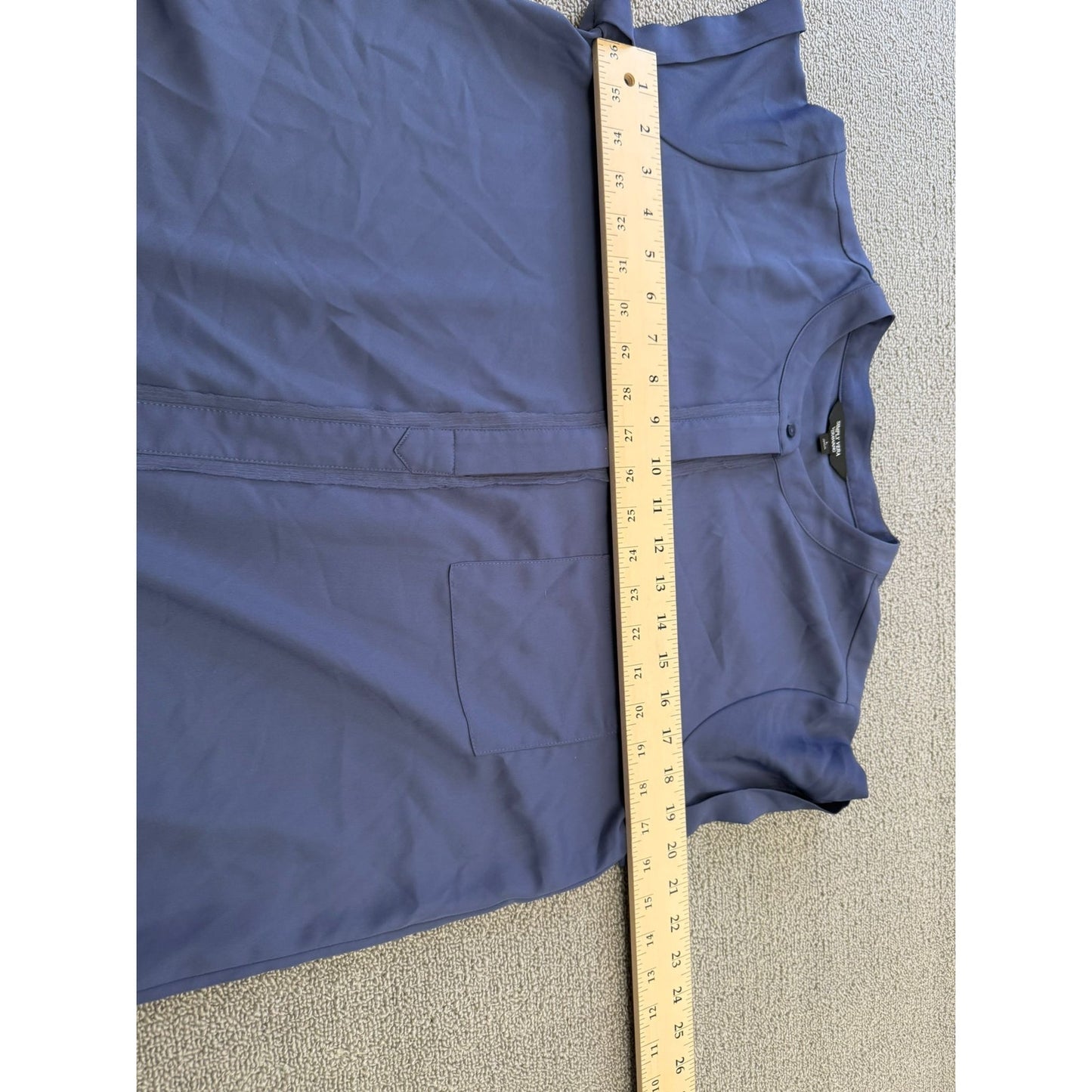 Simply Vera Verawang Women's Large Blue Short Sleeve Pocket Tunic Blouse