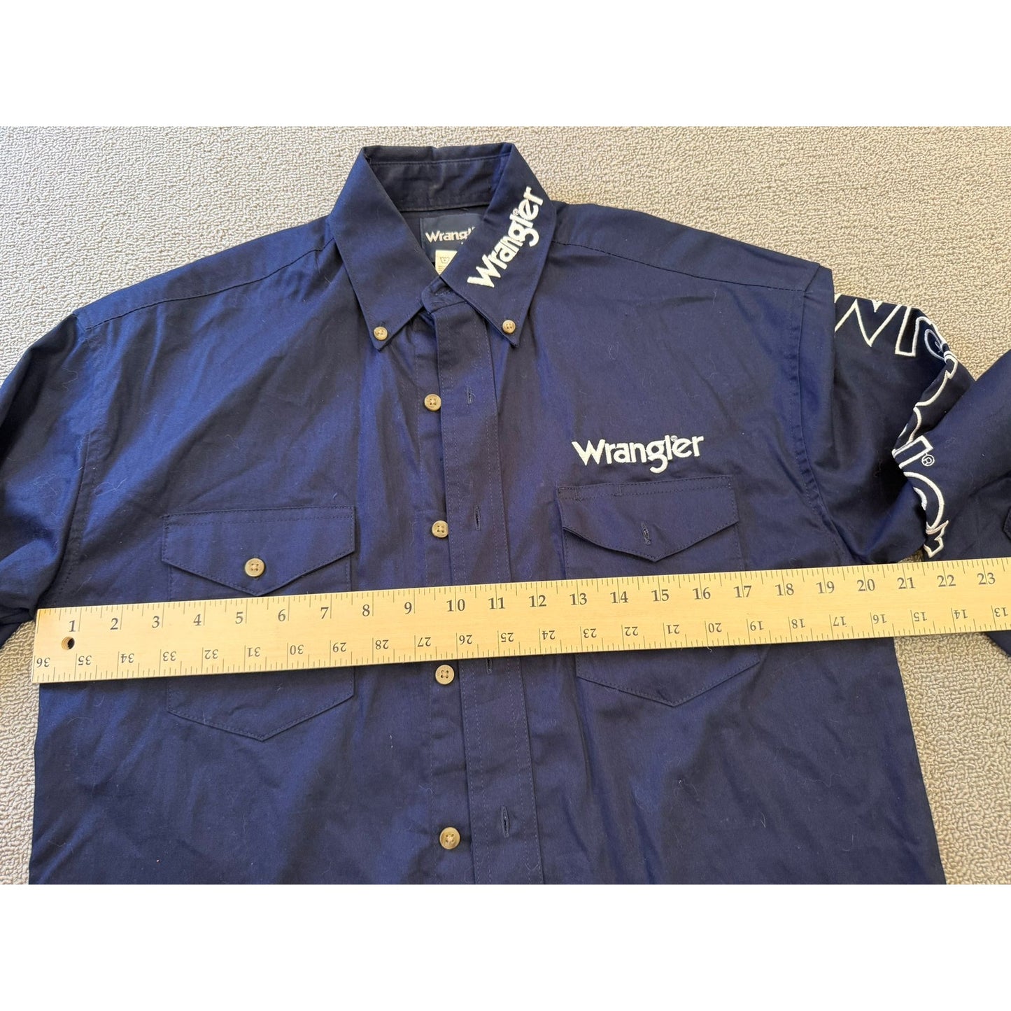 Vintage Wrangler Western Button Up Men's S Small Blue Long Sleeve