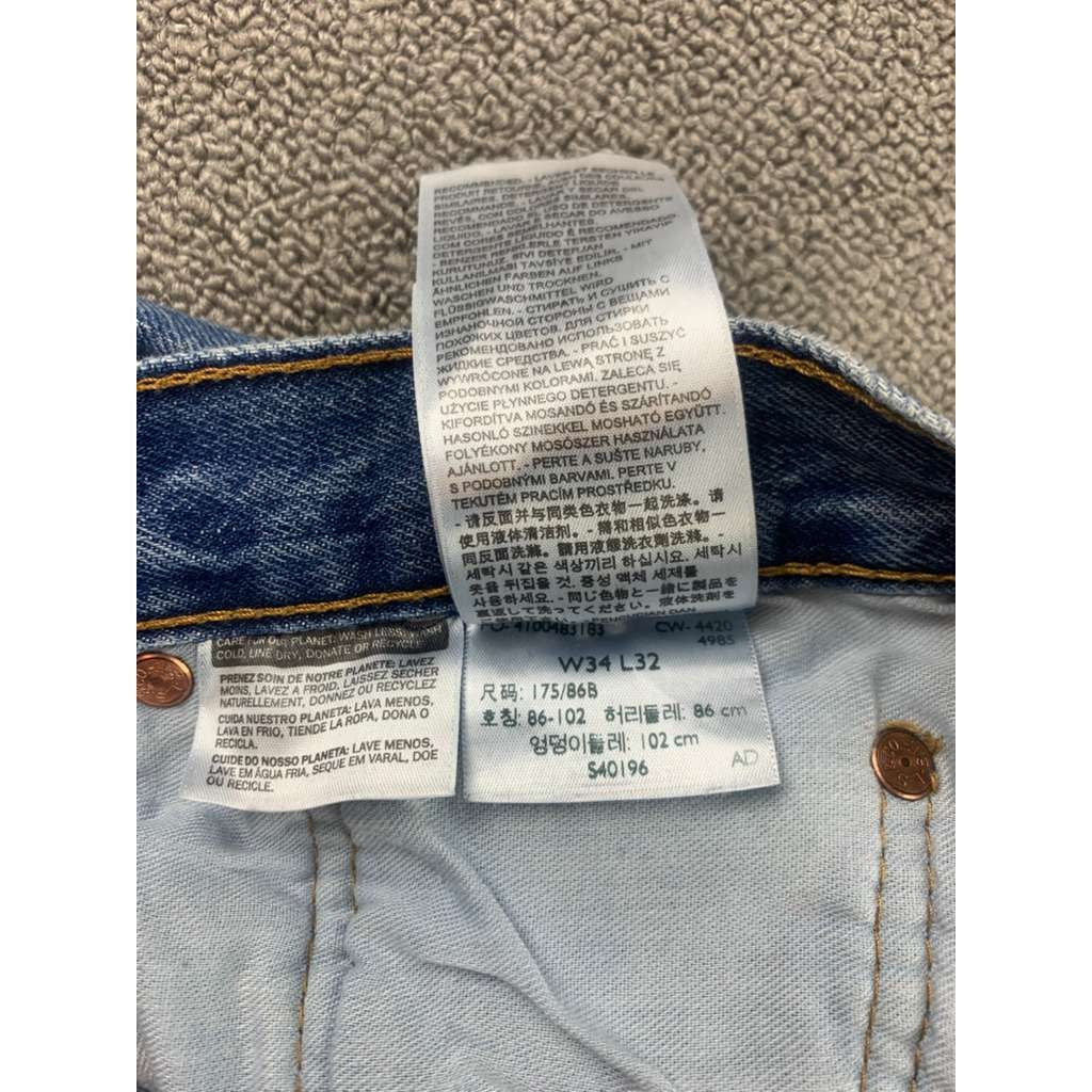 Levis 501 Jeans Men's W34 L32 Blue Classic Straight Leg Button Fly