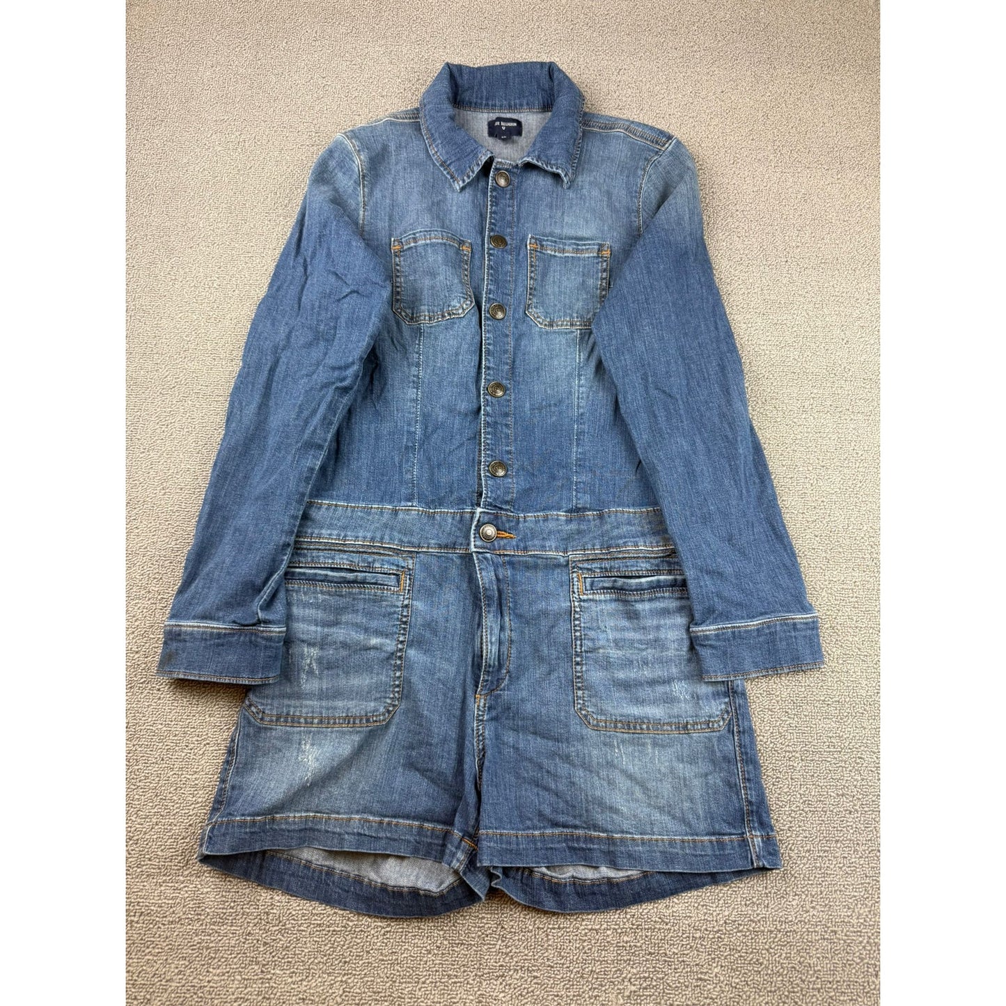 True Religion Women's Small Blue Denim Jumpsuit Romper