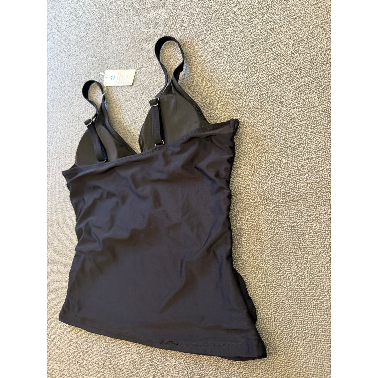 Beachsissi Womens Extra Large Black Ruched Tankini Top