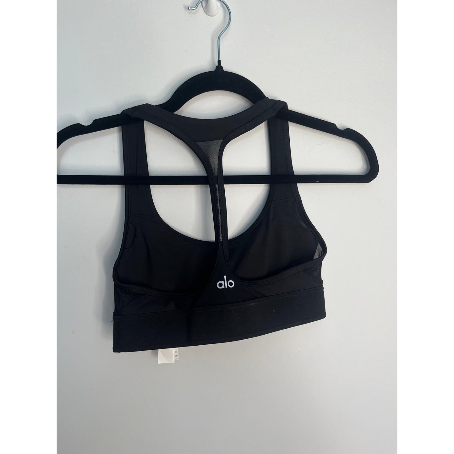 Alo Yoga Sports Bra Women XXS Black Mesh Back Racerback Supportive